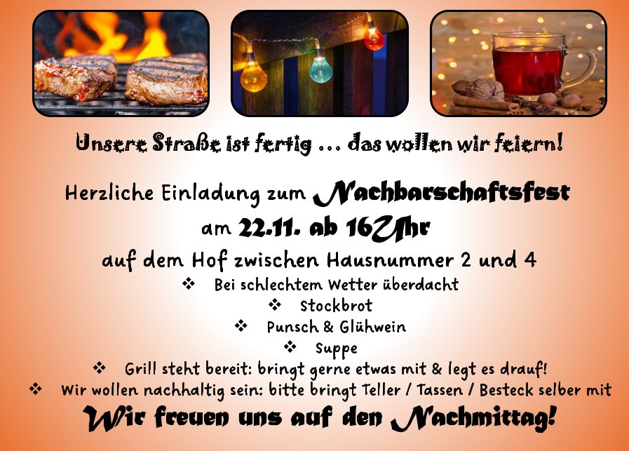 Einladung Straßenfest Baustr. 2 am 22.11.25